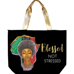 Canvas Handbags^African American Expressions AFRICA BLESSED NOT STRESSED CANVAS BAG