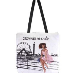 Woven Totebags^African American Expressions CROWNED IN CURLS WOVEN TOTEBAG