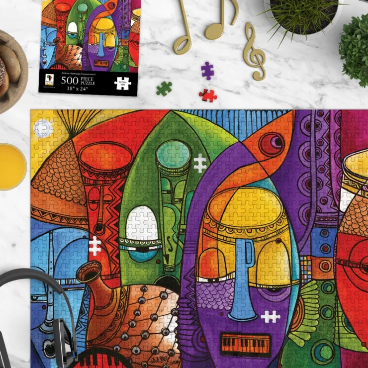 Puzzles^African American Expressions JAZZ MASKS PUZZLE