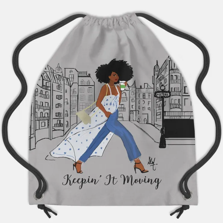 Drawstring Backpacks^African American Expressions Keepin' it Moving Drawstring Backpack