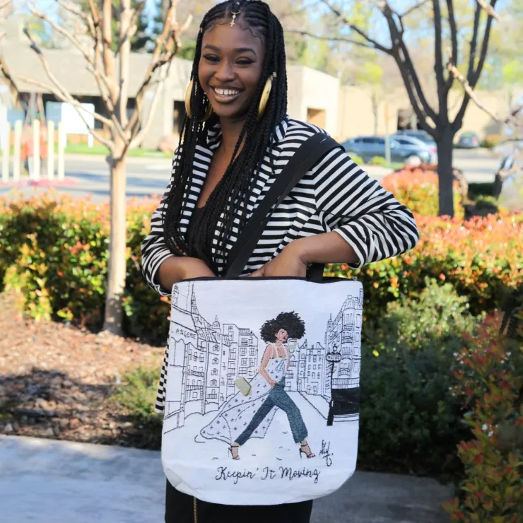Woven Totebags^African American Expressions KEEPIN IT MOVING TOTEBAG