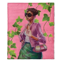 Blankets^African American Expressions Pink and Green Blanket