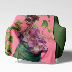 Blankets^African American Expressions Pink and Green Blanket