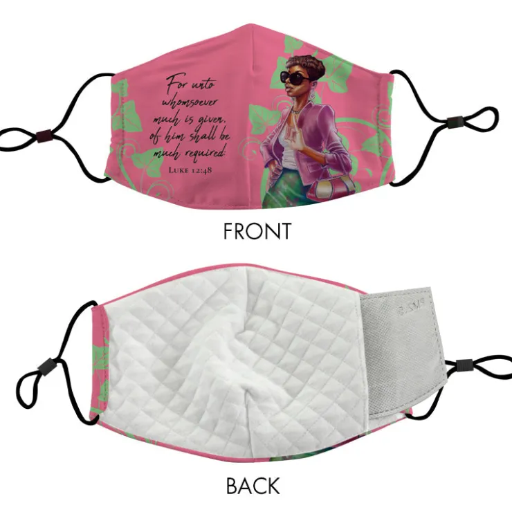 Face Masks^African American Expressions PINK AND GREEN FACE MASK