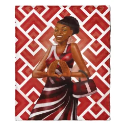 Blankets^African American Expressions Red and White Blanket