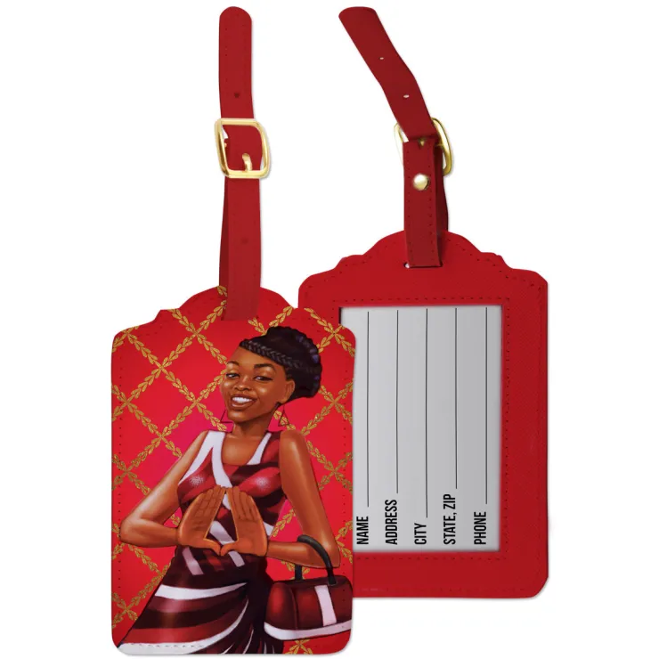 Luggage Tag Sets^African American Expressions RED AND WHITE LUGGAGE TAG SET