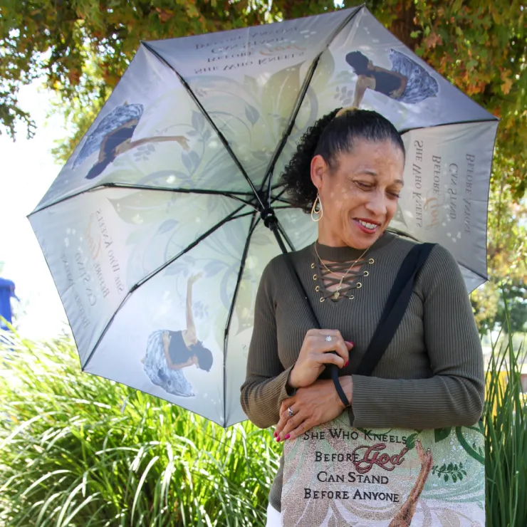 Umbrellas^African American Expressions SHE WHO KNEELS UMBRELLA