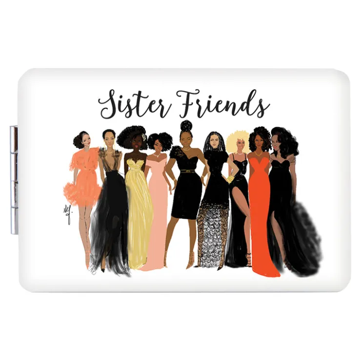 Compact Mirrors^African American Expressions SISTER FRIENDS COMPACT MIRROR
