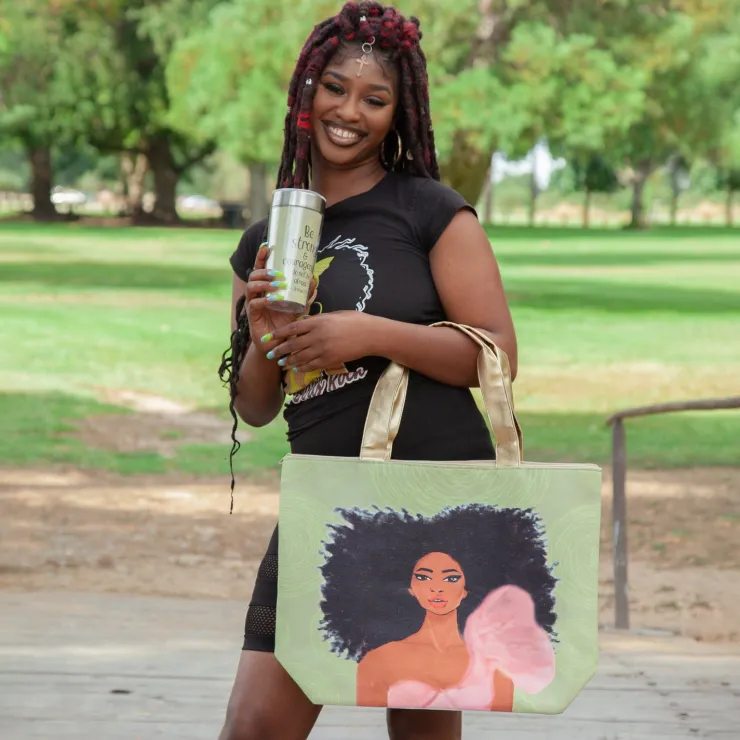 Canvas Handbags^African American Expressions STRONG GIRL CANVAS HANDBAG